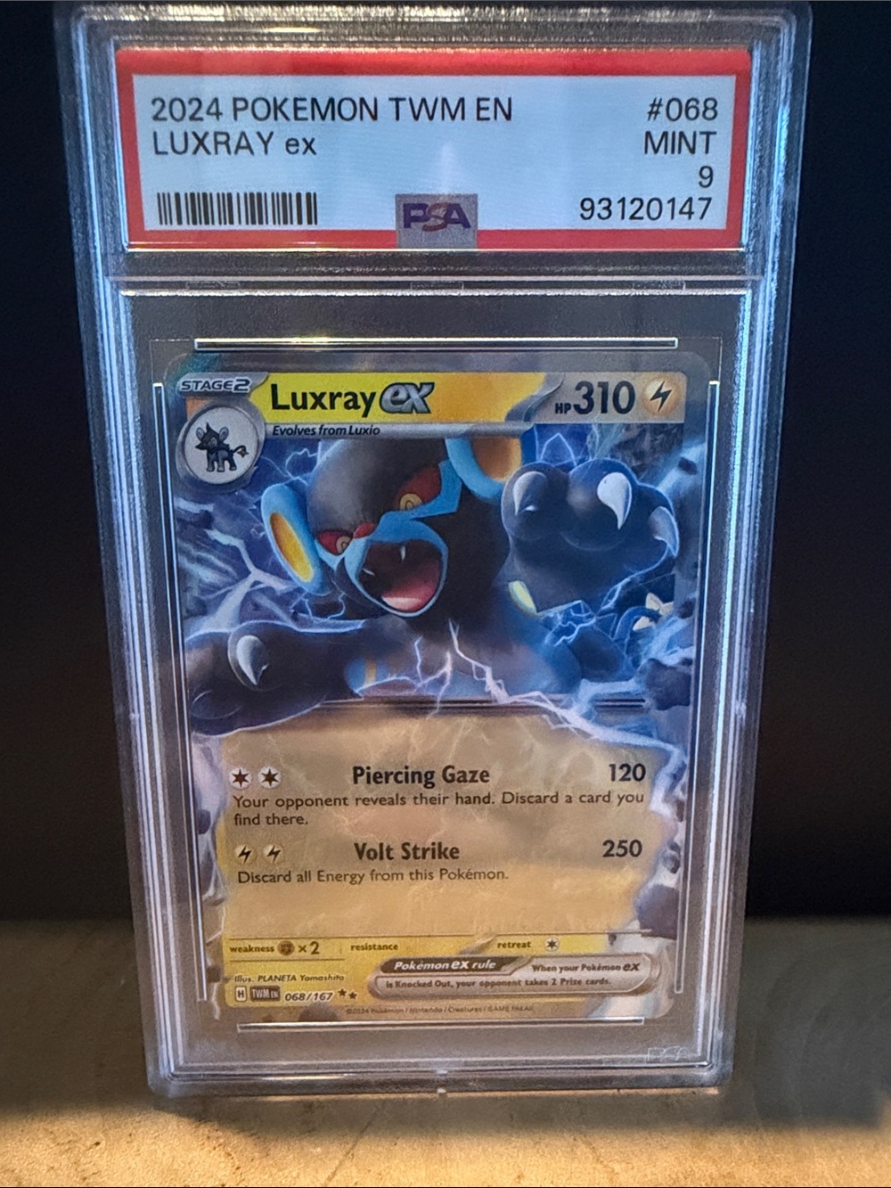 PSA 9 Pokemon Luxray ex Card - Blue & Yellow Artwork